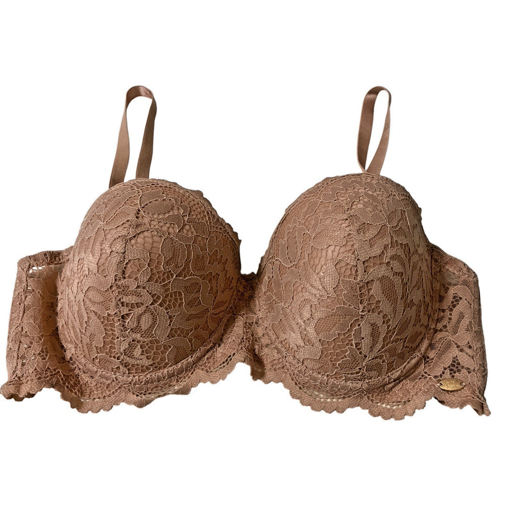 Betsey Johnson Nude Lace Push Up Bra Underwire Removable Straps Logo 34C